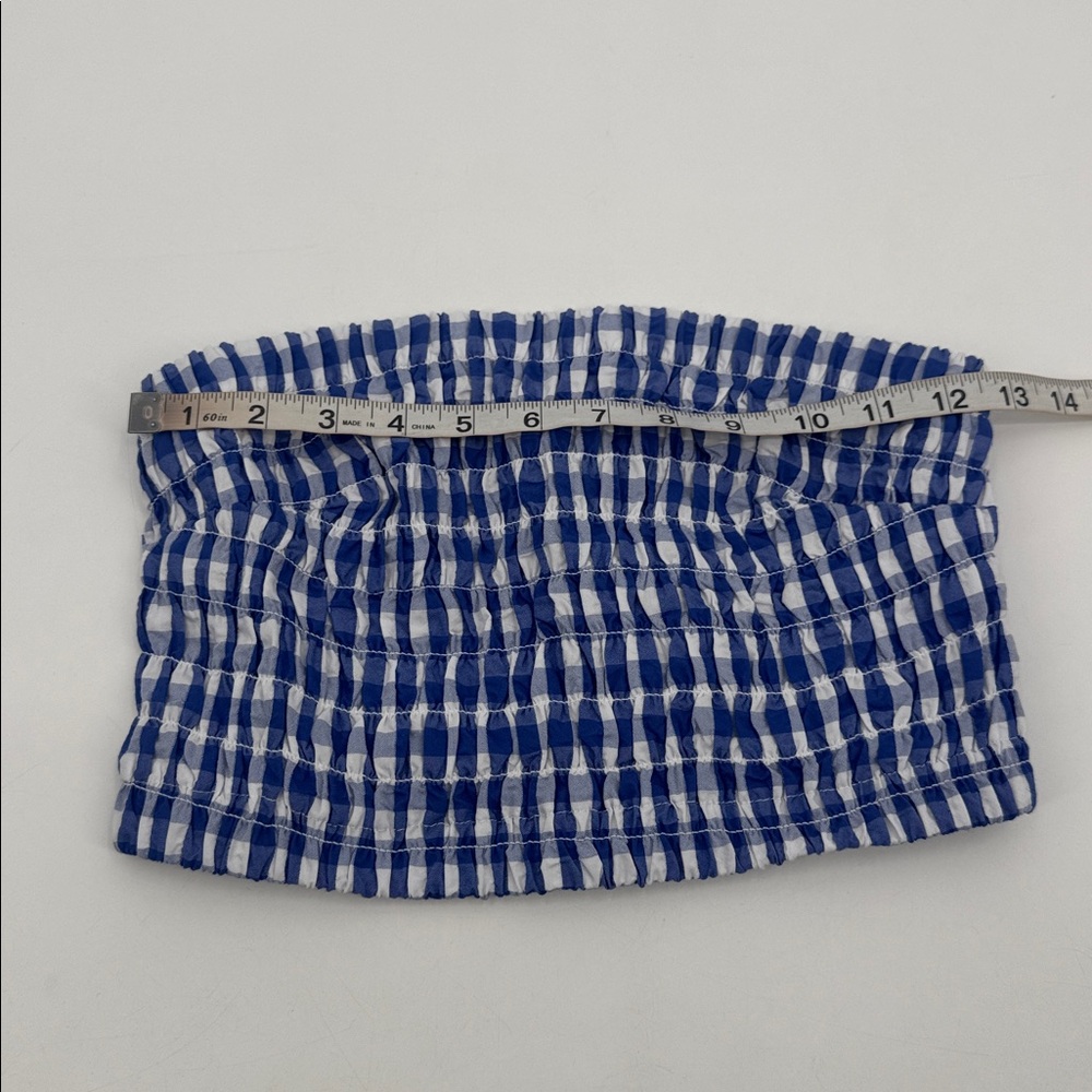 Universal Thread Women's XS Blue Gingham Smocked Tube Top - Picture 6 of 7